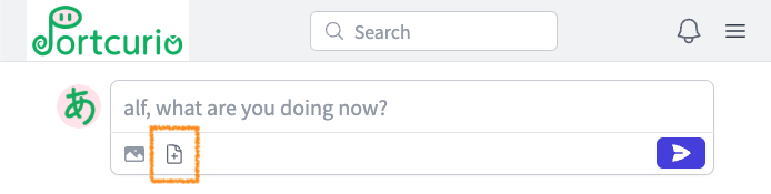 Click the file icon in the Portcutio post form.